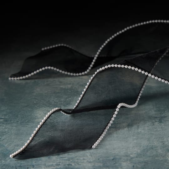 2.5" x 3yd. Sheer Wired Pearl Edge Ribbon by Celebrate It™ Classic
